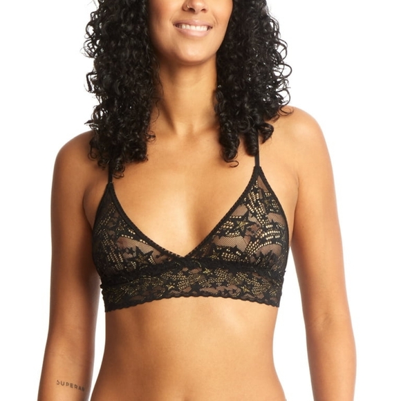 Hanky Panky Other - Hanky Panky Night Fever Triangle Bralette (157426),Small,Black/Gold